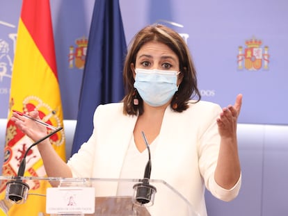 Adriana Lastra, portavoz del PSOE en el Congreso de los Diputados, durante una conferencia de prensa el pasado septiembre.