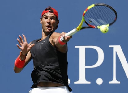 Nadal, durante un entrenamiento en Nueva York.