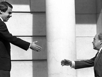 Aznar recibe a Pujol en La Moncloa, en 1997.