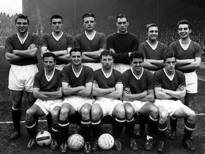Jugadores del Manchester United en 1958.
