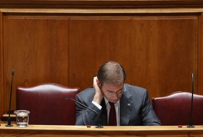 El primer ministro, Pedro Passos Coelho durante la sesi&oacute;n.