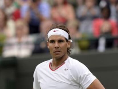 Rafael Nadal durante su partido con el belga Steve Darcis