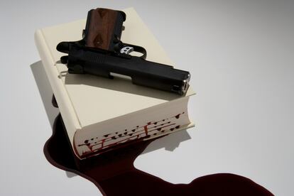 Blood dripping out of a book