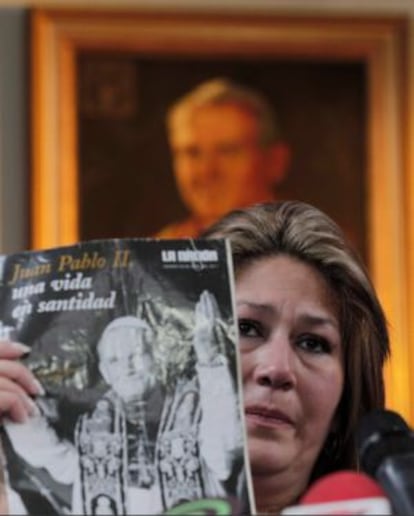 Floribeth Mora, durante su comparecencia ante los medios.