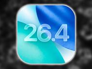 Logo de iOS 26.4 con fondo