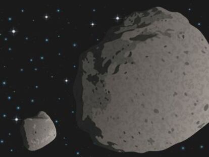 Tamaños del asteroide de los dinosaurios (izquierda), de 10 kilómetros; el de hace 3.260 millones de años (centro), de 37 kilómetros; y del Everest, de 8,9 kilómetros de altura.