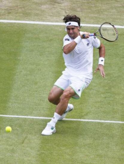 David Ferrer in action at Wimbledon.