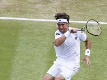 David Ferrer in action at Wimbledon.