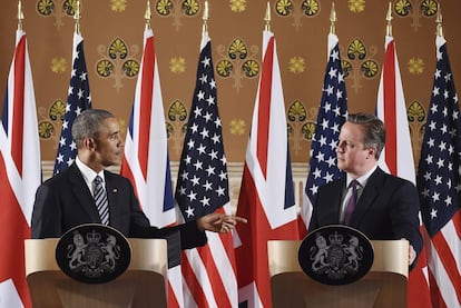 Barack Obama and David Cameron in London in April.