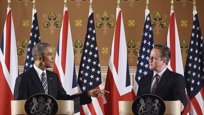 Barack Obama and David Cameron in London in April.