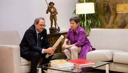 Quim Torra i Teresa Cunillera, al Palau de la Generalitat.