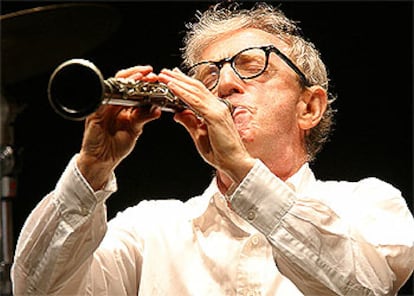 Woody Allen, en su actuación de esta noche con la New Orleans Jazz Band.