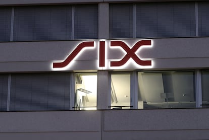 Logotipo de Six Group en Zurich.