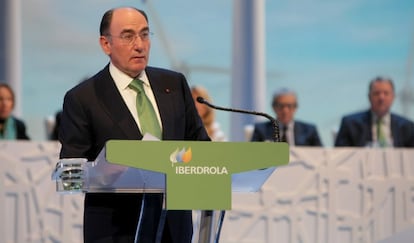 Ignacio Gal&aacute;n, presidente de Iberdrola, durante la junta de accionistas.  