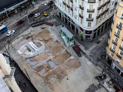 Aspecto de las obras en la estación de metro de Gran Vía, el pasado agosto.