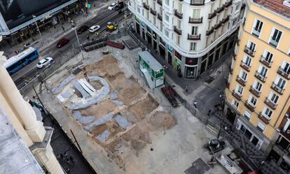 Aspecto de las obras en la estación de metro de Gran Vía, el pasado agosto.