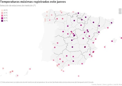 <a href="https://elpais.com/politica/2019/06/28/actualidad/1561718963_901522.html"><strong>INTERACTIVO |</strong> Compare las temperaturas máximas registradas los días de ola de calor con los récords de otros meses de junio.</a>