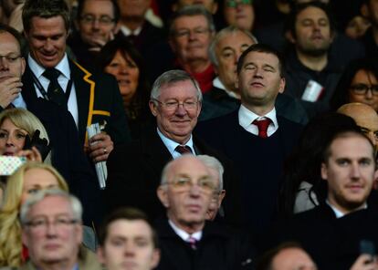 Alex Ferguson en las gradas de Old Trafford