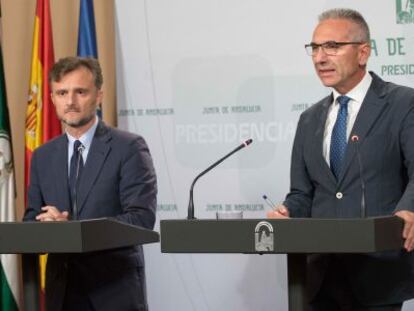 José Fiscal y Miguel Ángel Vázquez, este martes tras el Consejo de Gobierno.