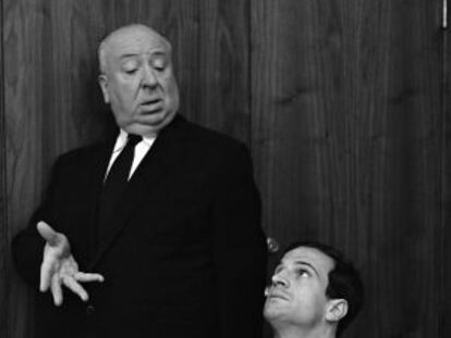Alfred Hitchcock y François Truffaut, en 1962.