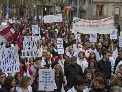 Manifestació de metges a Barcleona.