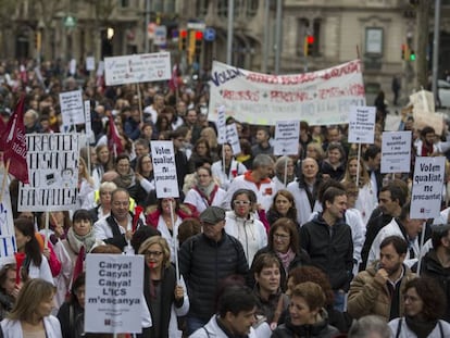 Manifestació de metges a Barcleona.