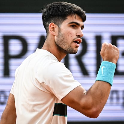 Carlos ALCARAZ of Spain celebrates his point during the tenth day of the Roland-Garros 2025, French Open, Grand Slam tennis tournament on 03 June 2025 at Roland-Garros stadium in Paris, France - Photo Matthieu Mirville / DPPI
AFP7 
03/06/2025 ONLY FOR USE IN SPAIN