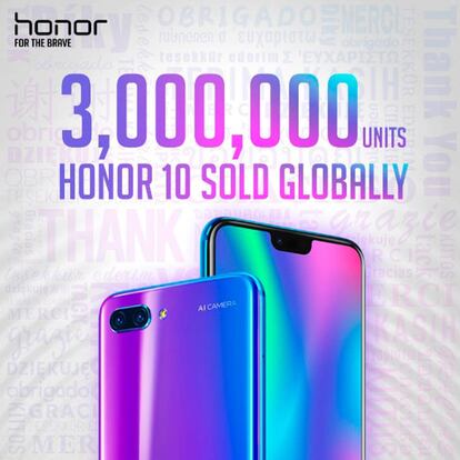 El Honor 10 ha vendido tres millones de unidades en sólo dos meses