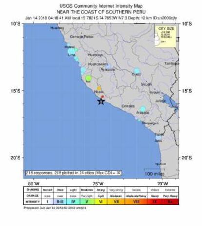 Localización del seísmo facilitada por el Servicio Geológico de Estados Unidos (USGS sus siglas en inglés).