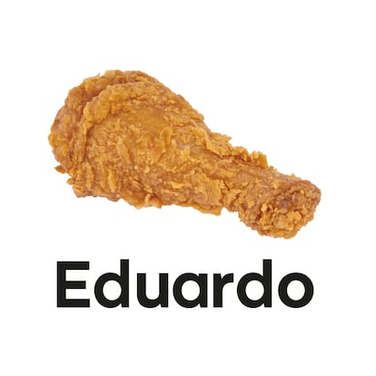 L'elaborato, quasi barocco, meme originale della coscia di pollo di Eduardo.