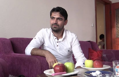 Syrian carpenter Rafat Rayub at his house in Turkey.