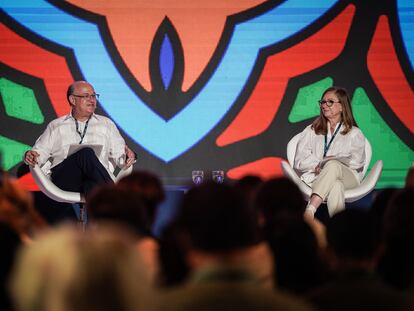 Ilan Goldfajn , presidente del Banco Interamericano de Desarrollo (BID) y Anabel González, Vicepresidenta de Países BID.