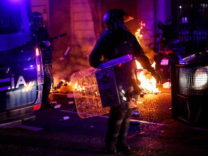 Un momento de la manifestación ultraderechista del martes en Madrid.