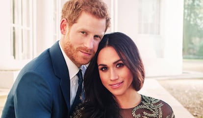 Retrato oficial de Harry da Inglaterra e Meghan Markle.