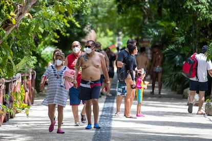 Turistas en el parque Xcaret en Playa del Carmen, México, en septiembre del año pasado.