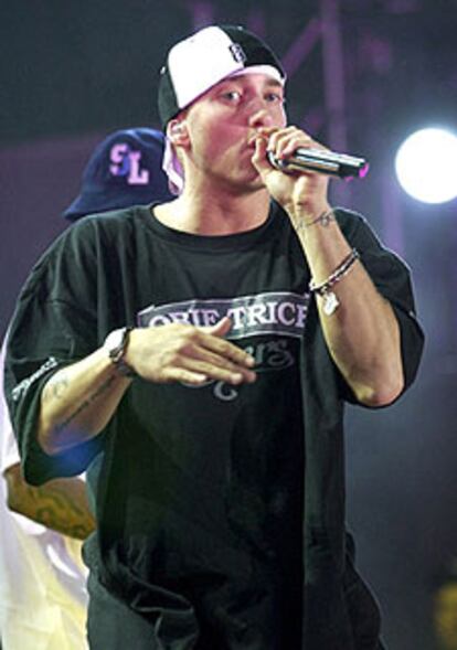 Eminem, durante una de sus actuaciones.