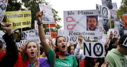 Manifestación contra los recortes y la reforma escolar, el pasado octubre, en Madrid.