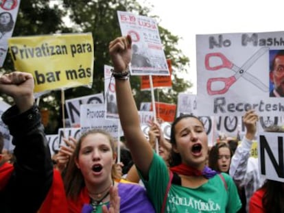 Manifestaci&oacute;n contra los recortes y la reforma escolar, el pasado octubre, en Madrid.