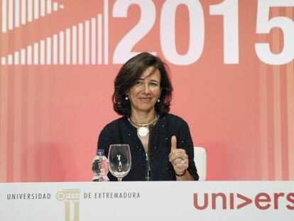 Ana Bot&iacute;n, ayer durante la junta de accionistas de Universia en Badajoz.