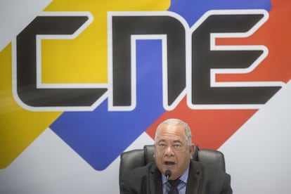 Elvis Amoroso, presidente del Consejo Nacional Electoral, este martes en Caracas.