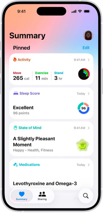 App Salud de Apple en un iPhone