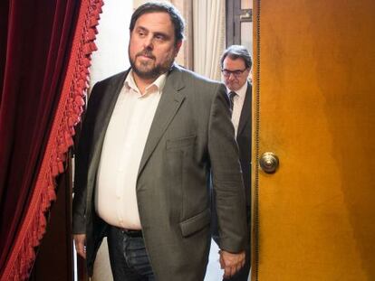 Oriol Junqueras (davant) i Artur Mas, el passat 19 de desembre.