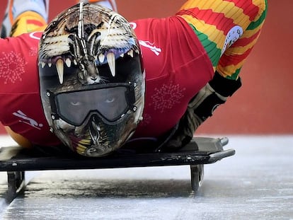 Akwasi Frimpong, durante um treinamento de Skeleton.