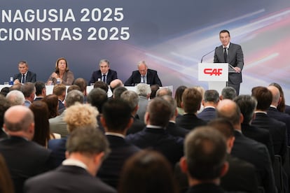 Javier Martínez Ojinaga, CEO de CAF, durante la junta de accionistas.