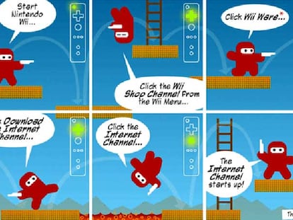 Comic explicativo de cómo utilizar Opera en la Wii