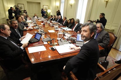El pleno del Consejo General del Poder Judicial presidido por su presidente, Carlos Lesmes, en 2014.