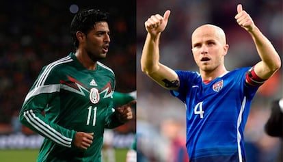 Mexico’s Carlos Vela and the United States’ Michael Bradley.