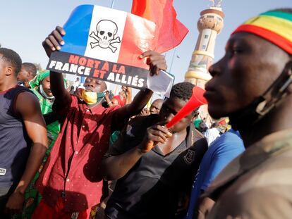 Manifestación antifrancesa en Bamako (Malí), el pasado viernes.