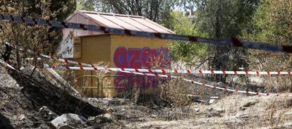 Caseta junto a la que fue hallada la ni&ntilde;a de siete a&ntilde;os.