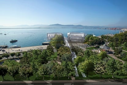 Una imagen virtual del nuevo Centro de Arte Botín desde Santander.